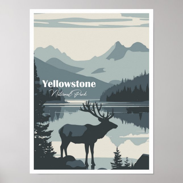 Póster Parque nacional Yellowstone Lugar de viaje (Frente)