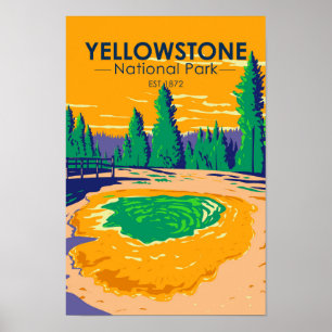 Póster Parque nacional Yellowstone Moral Glory Pool Retro