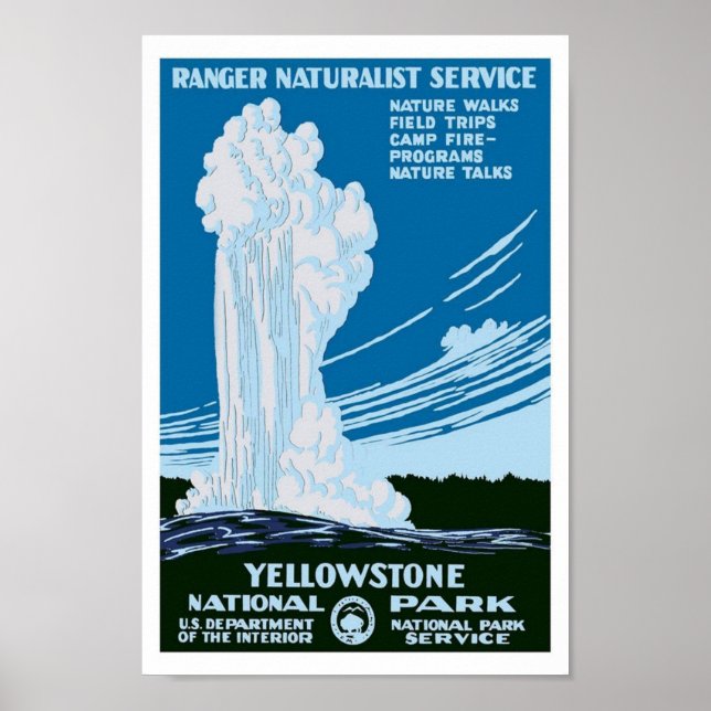 Póster Parque nacional Yellowstone Poster de Viajes Vinta (Frente)