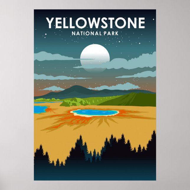 Póster Parque nacional Yellowstone Poster de Viajes Vinta (Frente)