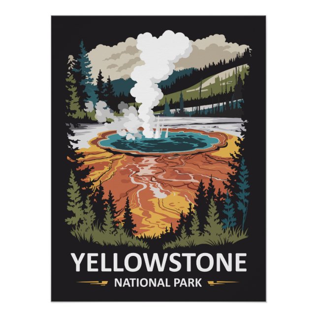 Póster Parque nacional Yellowstone Primavera caliente (Anverso)