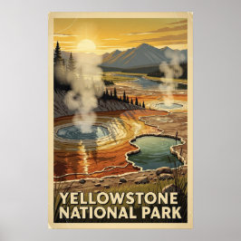 Póster Parque Nacional Yellowstone Retro 