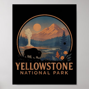 Póster Parque nacional Yellowstone Us Bison Vintage