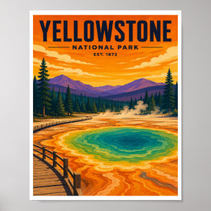 Póster Parque Nacional Yellowstone Viaje Antiguo