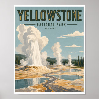 Póster Parque Nacional Yellowstone Viaje Vintage