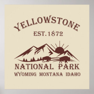Póster Parque Nacional Yellowstone Vintage