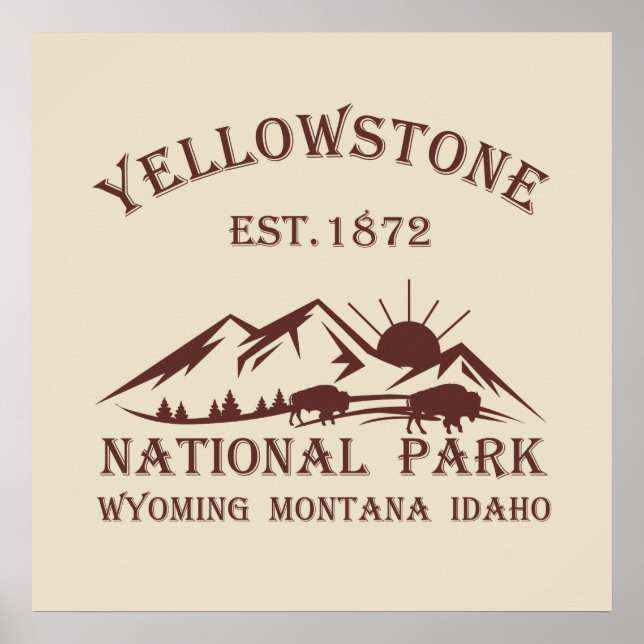 Póster Parque Nacional Yellowstone Vintage (Frente)