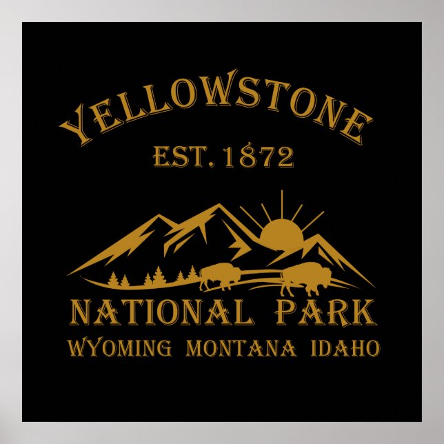 Póster Parque Nacional Yellowstone Vintage (Frente)