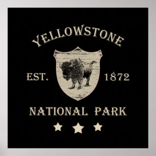 Póster Parque Nacional Yellowstone Vintage
