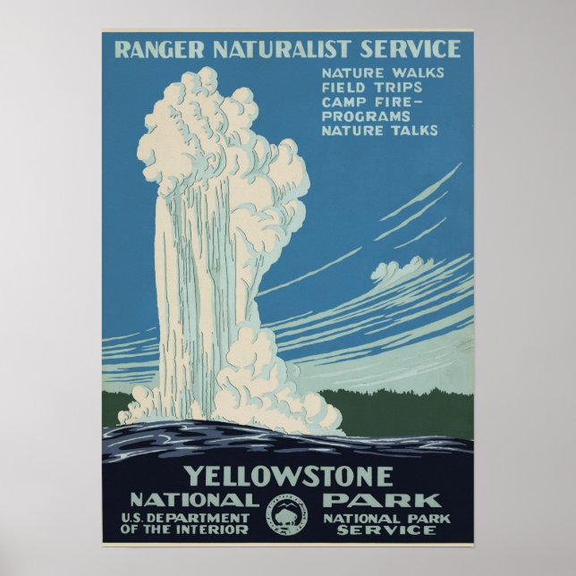 Póster Parque nacional Yellowstone Vintage Geyser WPA (Frente)