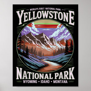 Póster Parque Nacional Yellowstone Vintage Naturaleza Mon