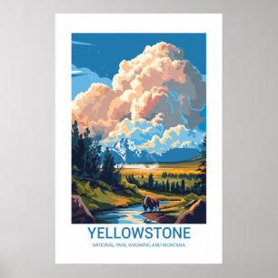 Póster Parque nacional Yellowstone Wyoming y Montana