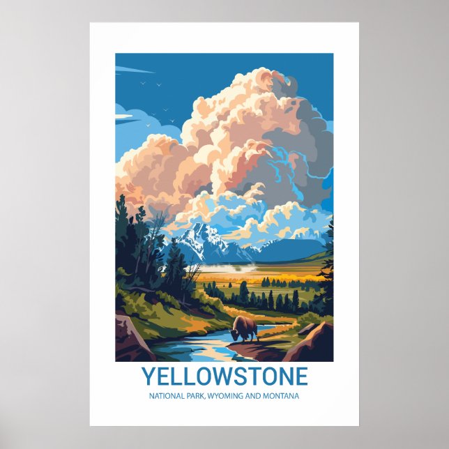 Póster Parque nacional Yellowstone Wyoming y Montana (Frente)
