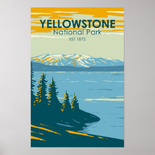 Póster Parque nacional Yellowstone Yellowstone Lake Vinta