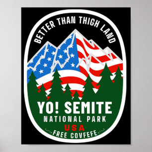 Póster Parque Nacional Yo Semite divertida bandera americ