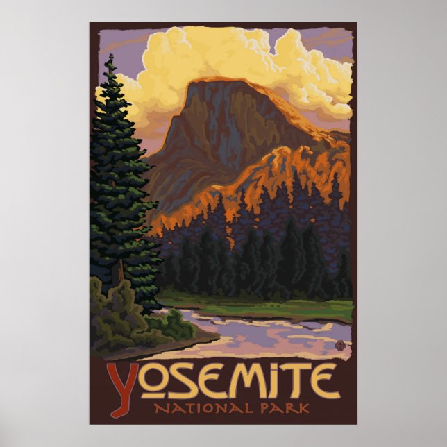 Póster Parque nacional Yosemite - Afiche de viaje de medi (Frente)
