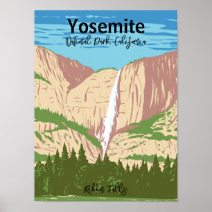 Póster Parque Nacional Yosemite, CA   Caídas de cinta