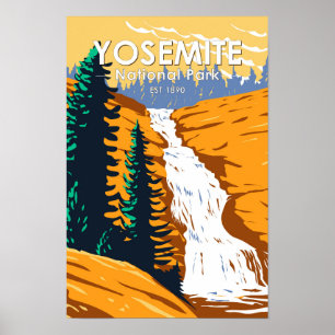 Póster Parque nacional Yosemite Chilnualna Falls Californ