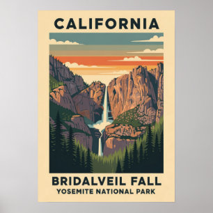 Póster Parque nacional Yosemite de California - Bridalvei