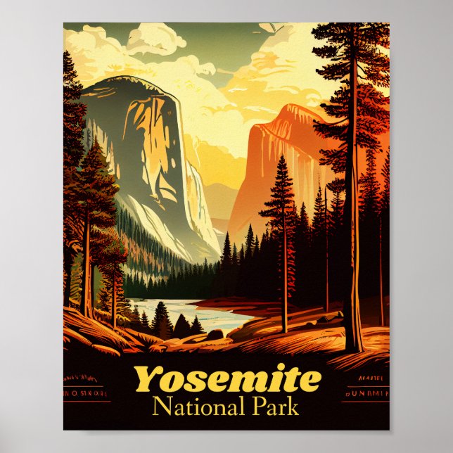Póster Parque nacional Yosemite de época (Frente)