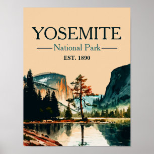 Póster Parque Nacional Yosemite El Capitan En Otoño