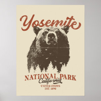 Póster Parque nacional Yosemite Grizzly Bear California