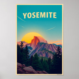 Póster Parque Nacional Yosemite Half Dome Vintage
