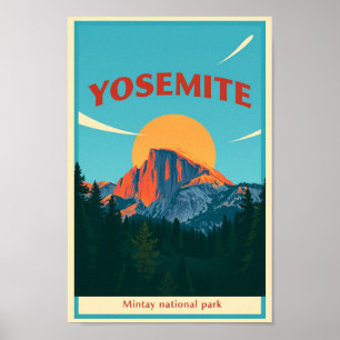 Póster Parque Nacional Yosemite Half Dome Vintage