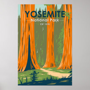 Póster Parque Nacional Yosemite Mariposa Grove California