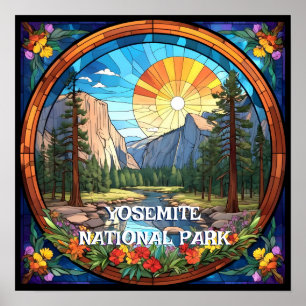 Póster Parque nacional Yosemite Mosaico de Vidrio Manchad