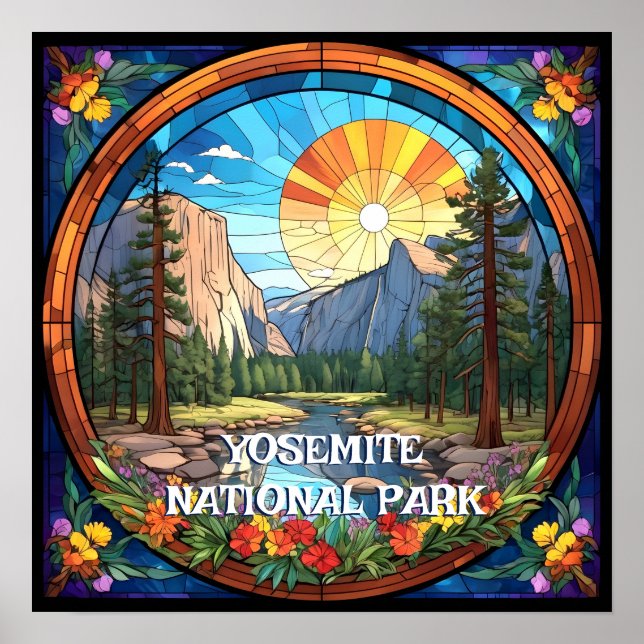 Póster Parque nacional Yosemite Mosaico de Vidrio Manchad (Frente)