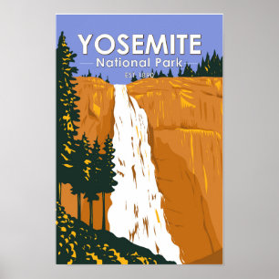 Póster Parque nacional Yosemite Nevada Falls California