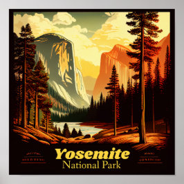 Póster Parque nacional Yosemite Plaza Viintage