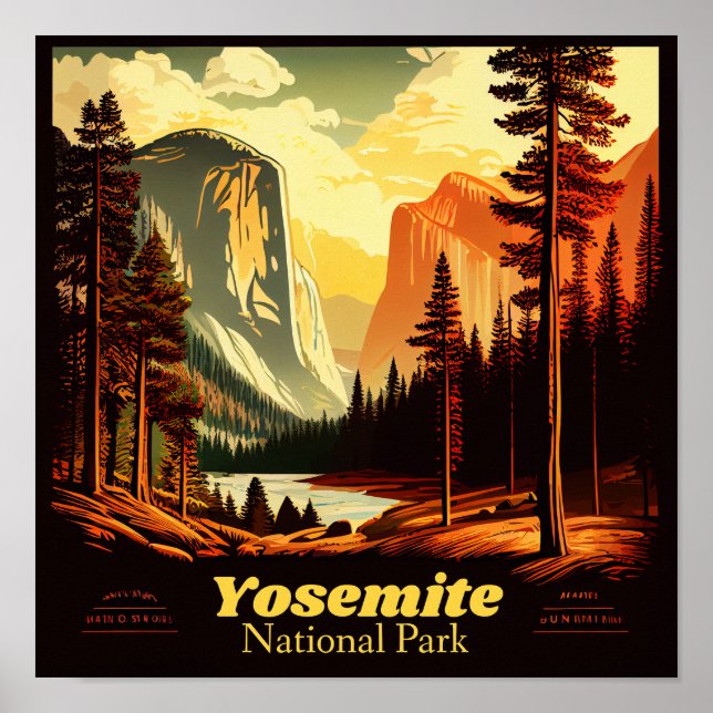 Póster Parque nacional Yosemite Plaza Viintage (Frente)