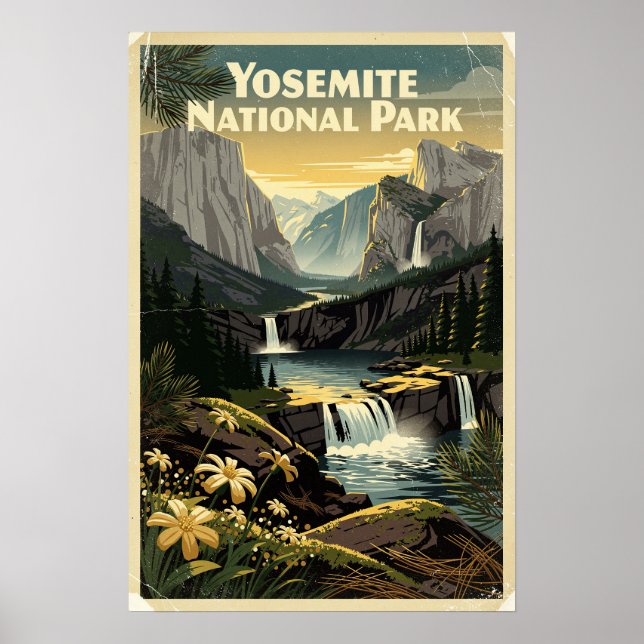 Póster Parque Nacional Yosemite Retro (Frente)