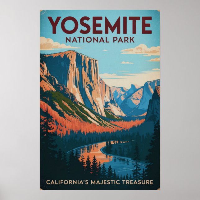 Póster Parque Nacional Yosemite Vintage (Frente)