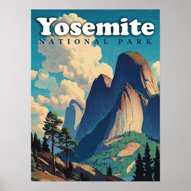 Póster Parque Nacional Yosemite Vintage (Frente)