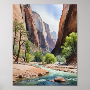 Póster Parque nacional Zion Acuarela Utah