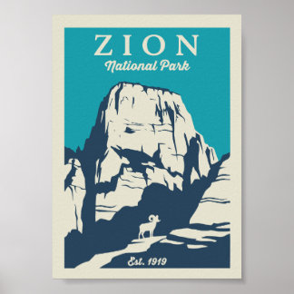 Póster Parque Nacional Zion Antiguo