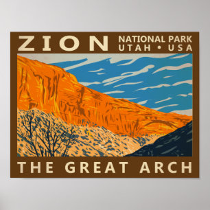 Póster Parque Nacional Zion Utah El Gran Arco 2 Vintage