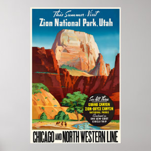 Póster Parque Nacional Zion Utah Estados Unidos Vintage