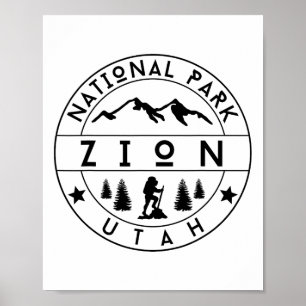 Póster Parque Nacional Zion Utah Senderista Naturaleza Se