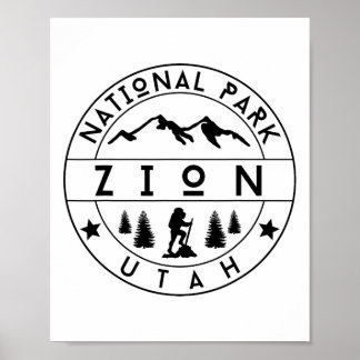 Póster Parque Nacional Zion Utah Senderista Naturaleza Se