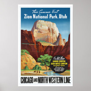 Póster Parque Nacional Zion, Utah - Viajes de época