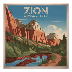 Póster Parque Nacional Zion vintage