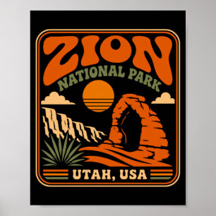 Póster parque nacional Zion vintage retro cañón al aire l