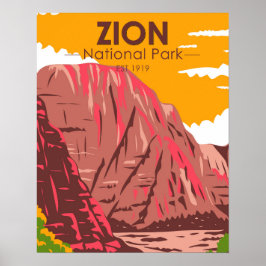 Póster Parque nacional Zion Vintage Utah