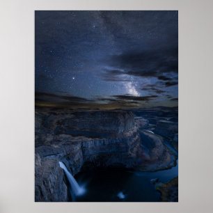 Póster Parque Palouse Falls y Vía Láctea   Estado de Wash