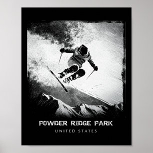 Póster Parque Powder Ridge Estados Unidos Esquí Esquiador