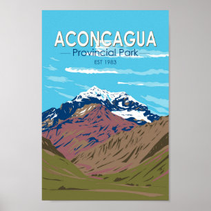 Póster Parque Provincial Aconcagua Argentina Viaje Vintag